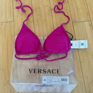 Versace Fuchsia Triangle Bandeau Bikini Top